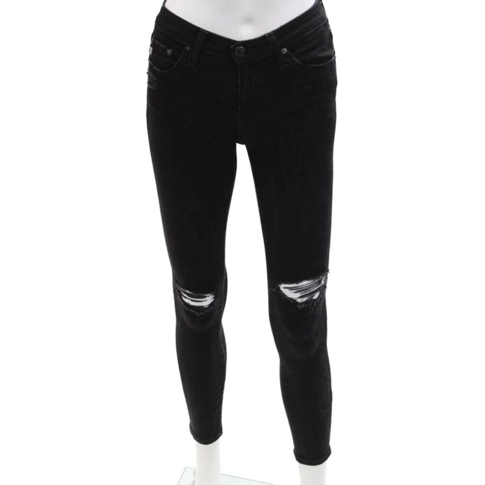 AG-ED Denim Womens Ankle Skinny Jeans Black Mid Rise Size 24